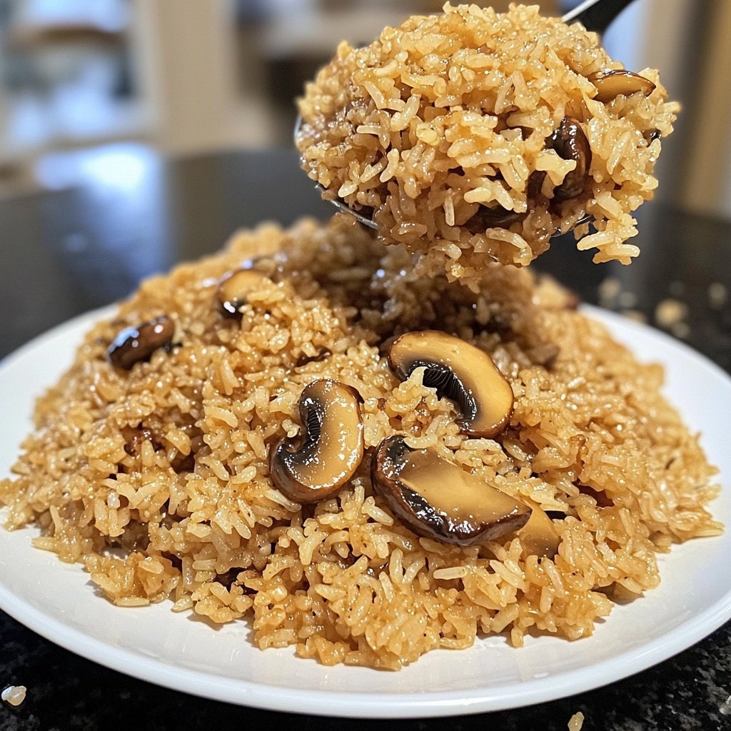 One Pot Soy Sauce Mushroom Rice