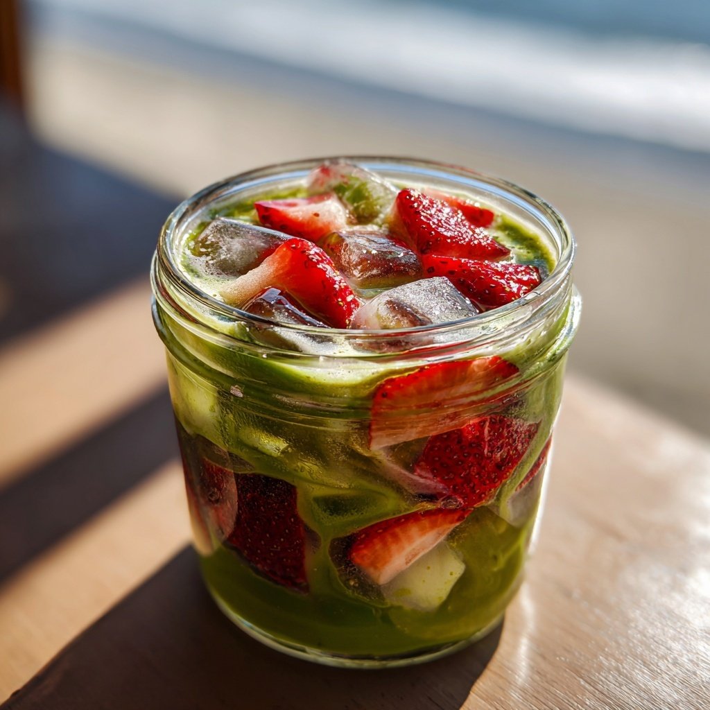 Iced Strawberry Coconut Matcha