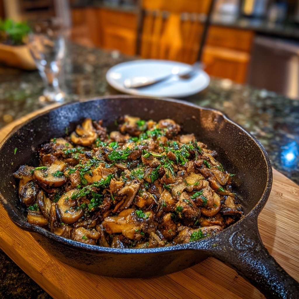 Hamburger Meat And Mushroom Skillet